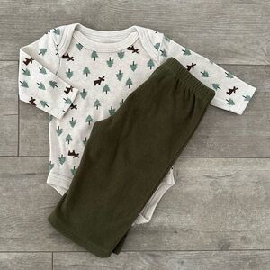 Baby Boy 3-6 months Matching Outfit Sweatpants & Nature Shirt Bebe Faded Glory